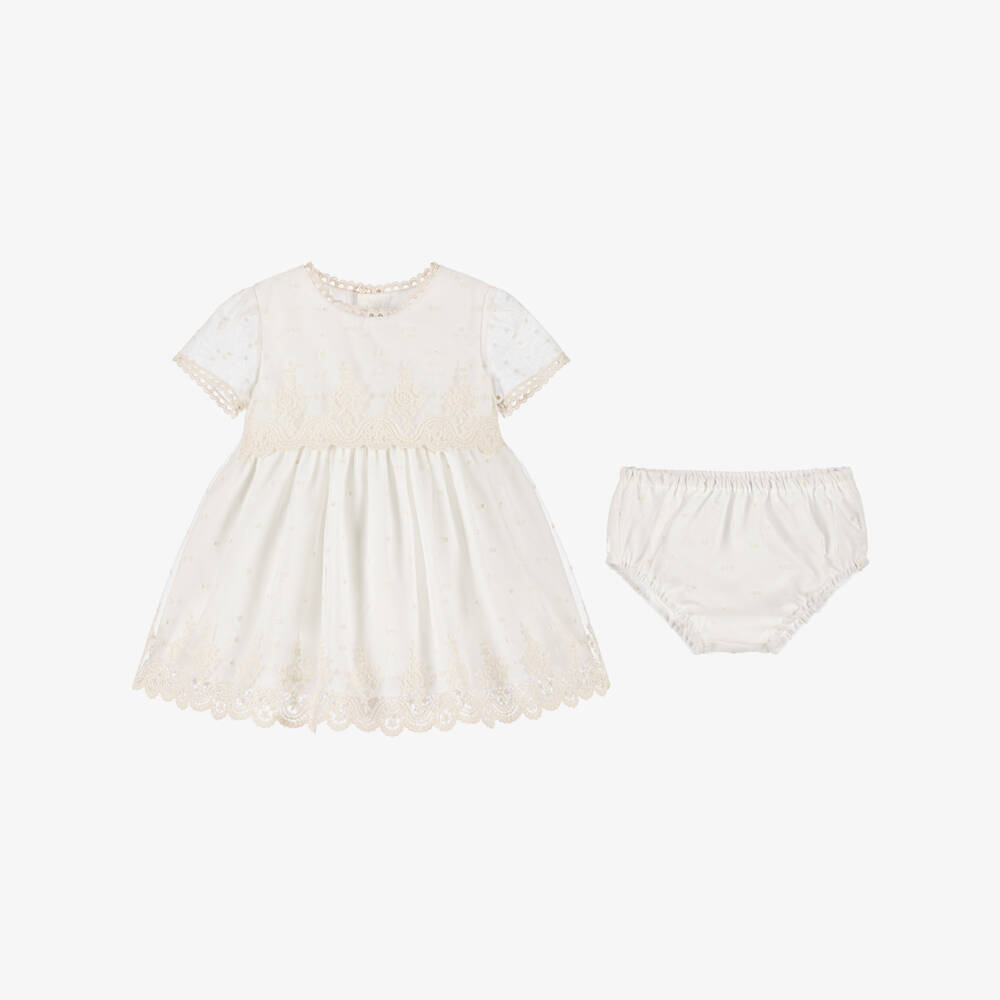 Miranda-Girls Elegant Ivory Lace Tulle Ensemble | Childrensalon Outlet