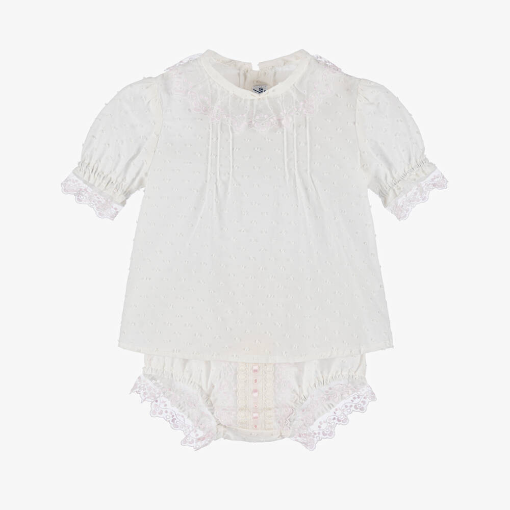 Miranda-Girls' Elegant Lace & Cotton Ensemble | Childrensalon Outlet