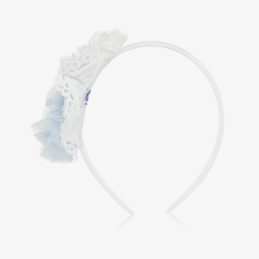 Miranda-رباط تول أبيض وأزرق أنيق للبنات | Childrensalon Outlet