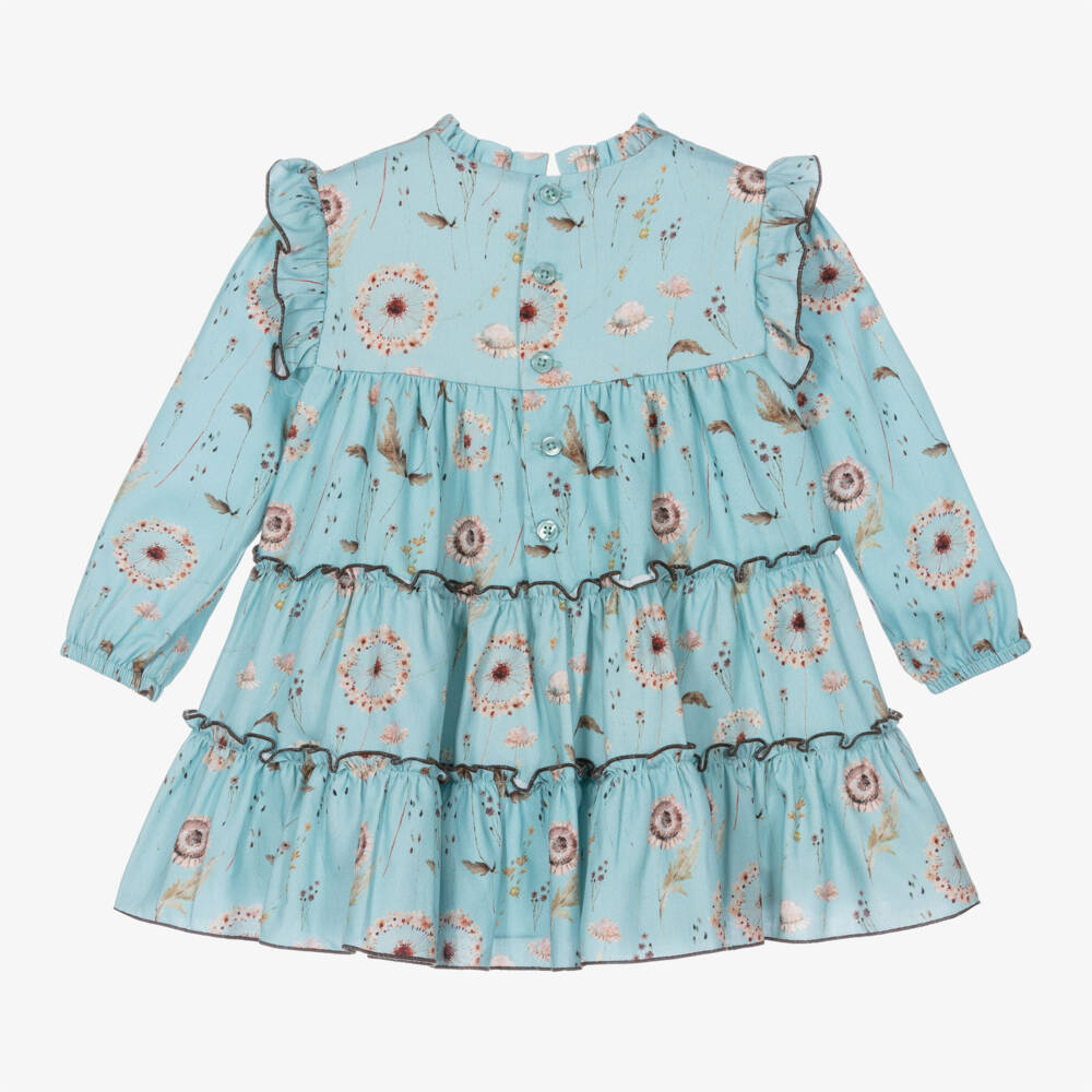 Miranda-فستان بنقشة الهندباء قطن لون أزرق | Childrensalon Outlet