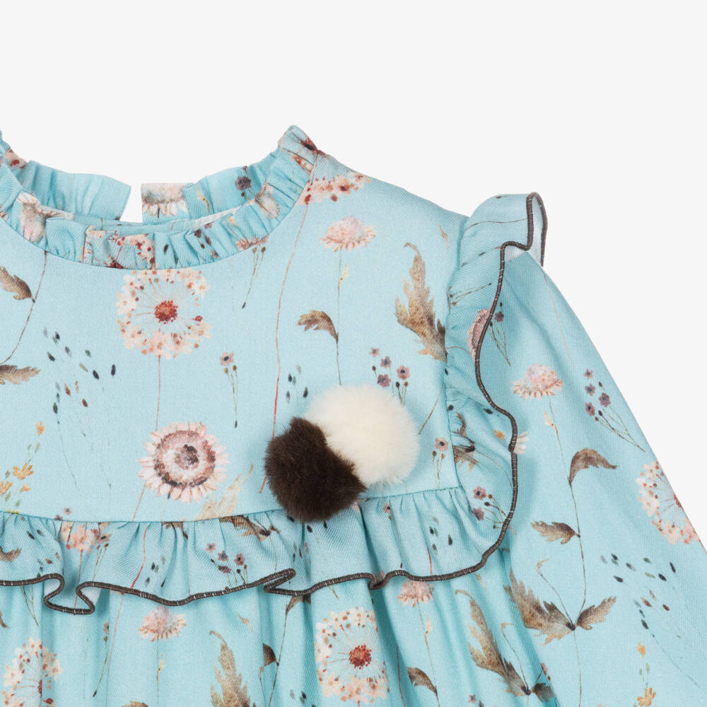 Miranda-فستان بنقشة الهندباء قطن لون أزرق | Childrensalon Outlet