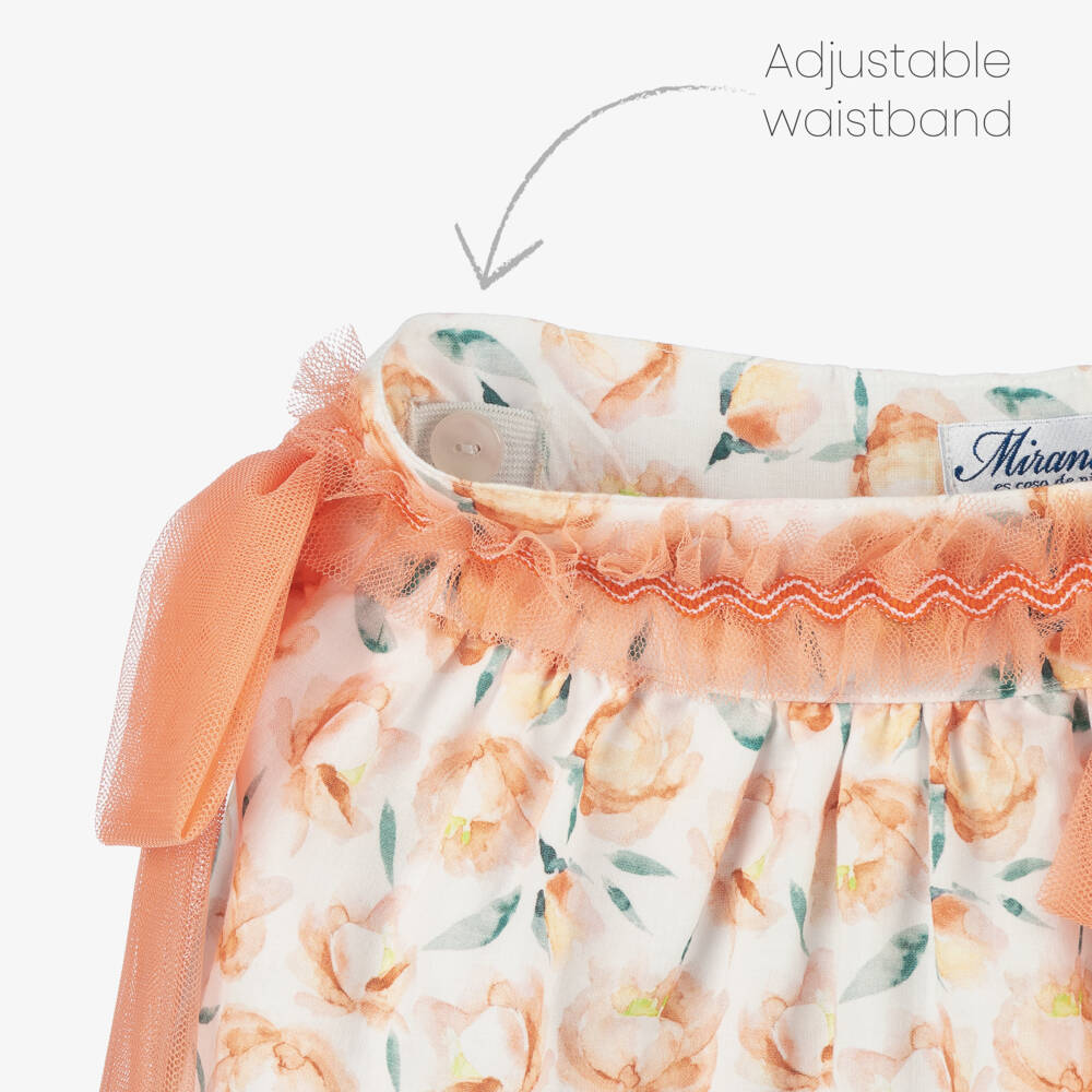 Miranda-Girls Floral Peach & White Skirt Ensemble | Childrensalon Outlet