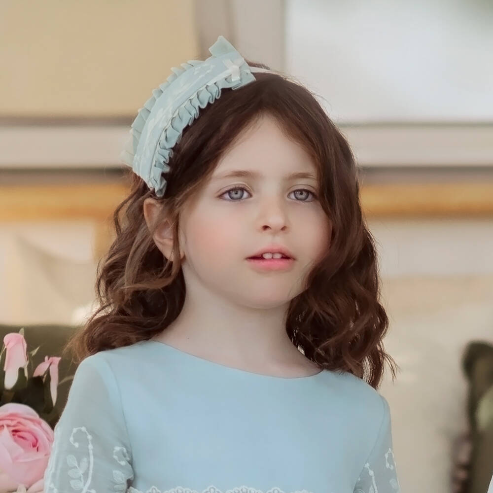 Miranda-Girls Green Embroidered Hairband | Childrensalon Outlet