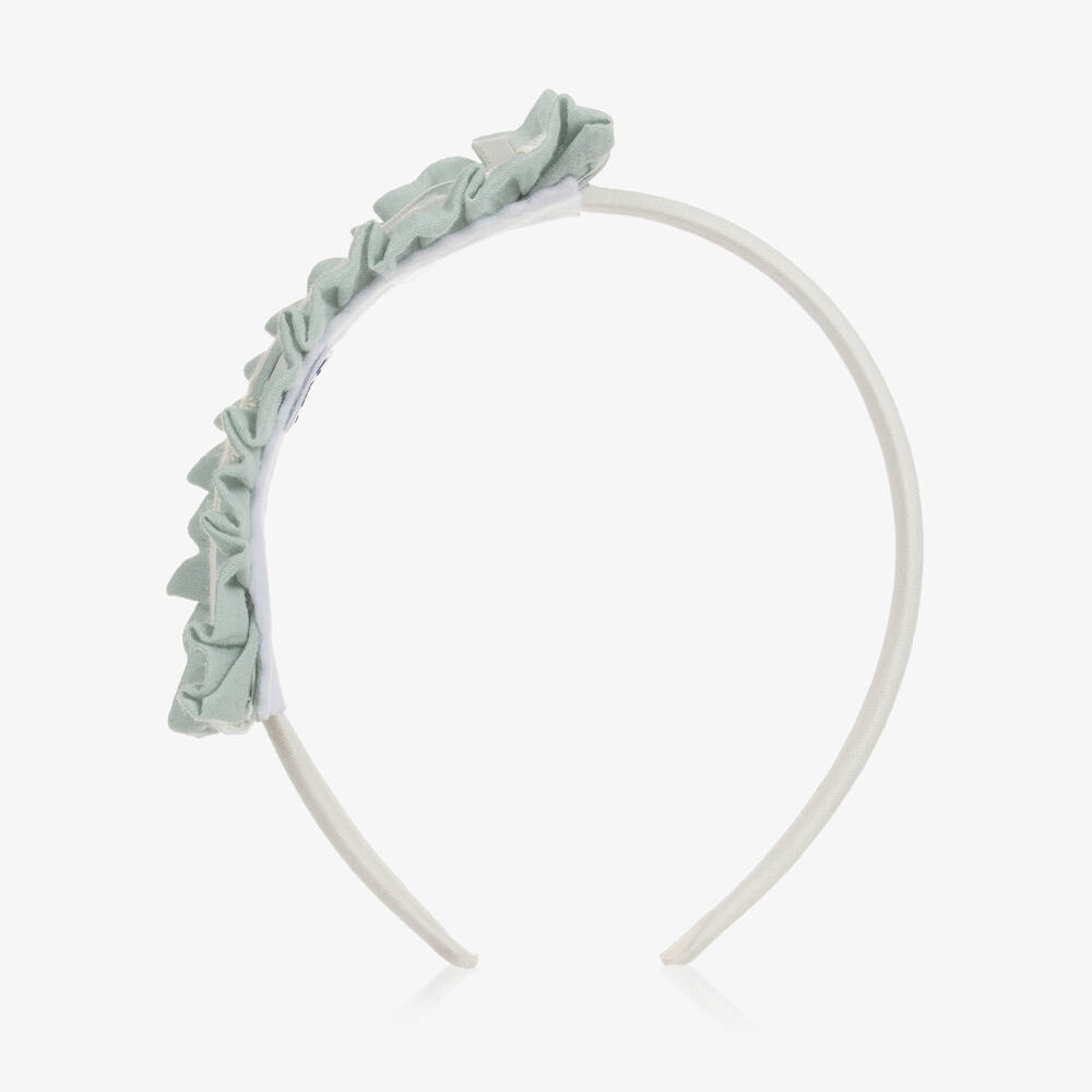 Miranda-Girls Green Embroidered Hairband | Childrensalon Outlet