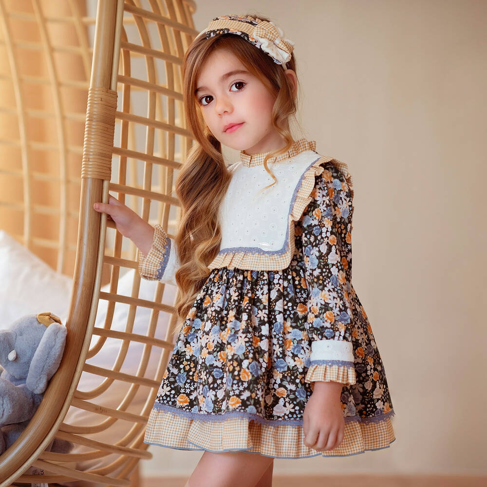 ميراندا-فستان بطبعة ورود قطن محبوك لون أخضر | Childrensalon Outlet