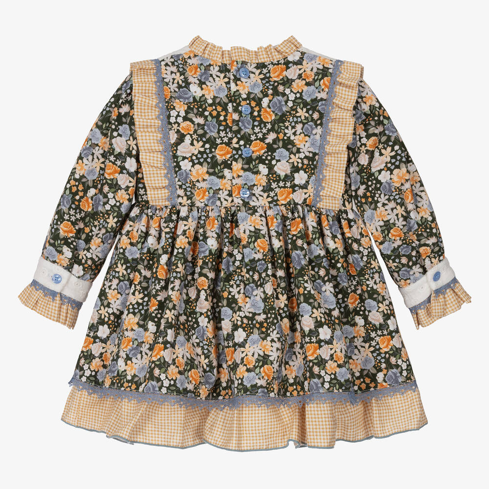 ميراندا-فستان بطبعة ورود قطن محبوك لون أخضر | Childrensalon Outlet