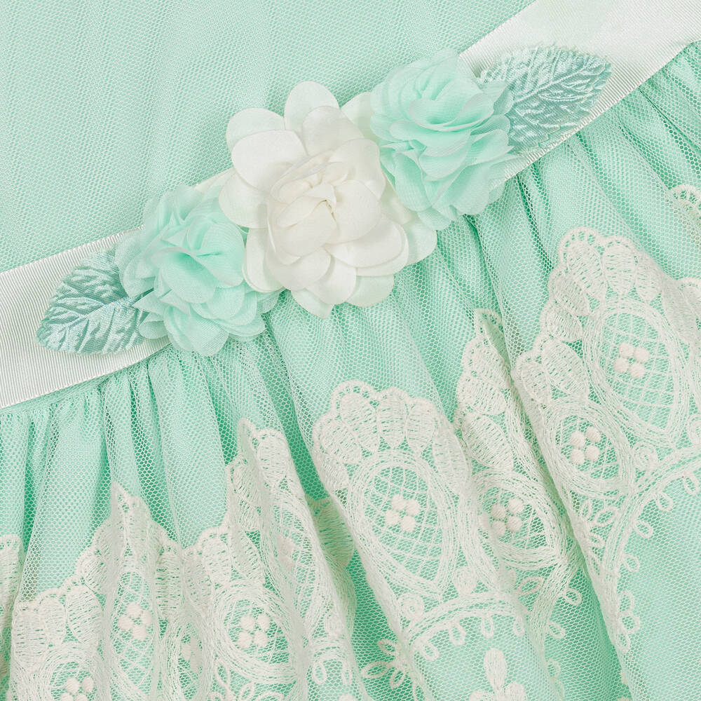 Miranda-Girls Green & Ivory Lace Dress | Childrensalon Outlet