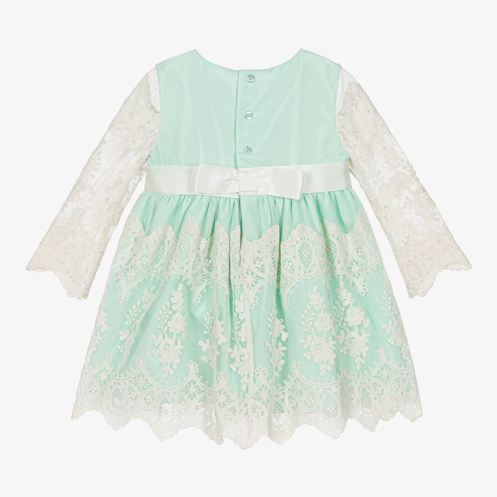 Miranda-Girls Green & Ivory Lace Dress | Childrensalon Outlet