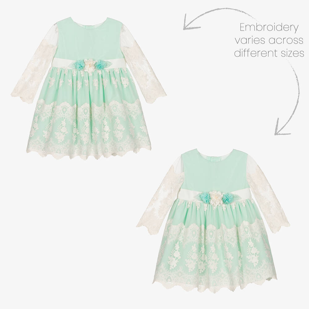 Miranda-Girls Green & Ivory Lace Dress | Childrensalon Outlet