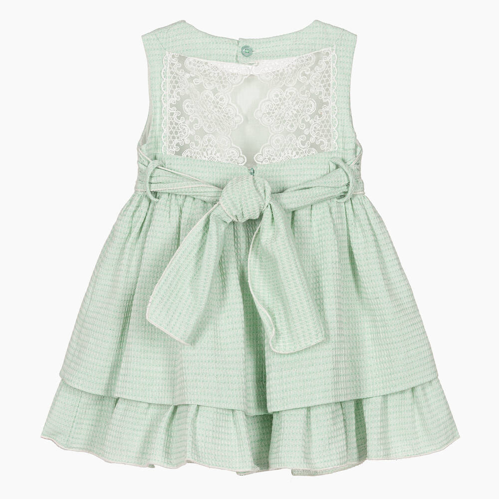 Miranda-Зеленое платье с белым кружевом | Childrensalon Outlet