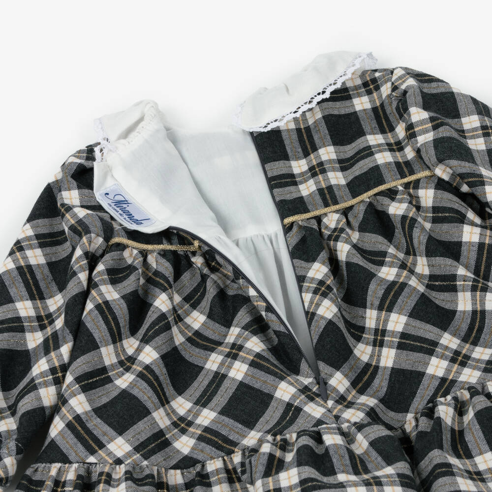 Miranda-Платье в клетку с оборками серое для девочек | Childrensalon Outlet