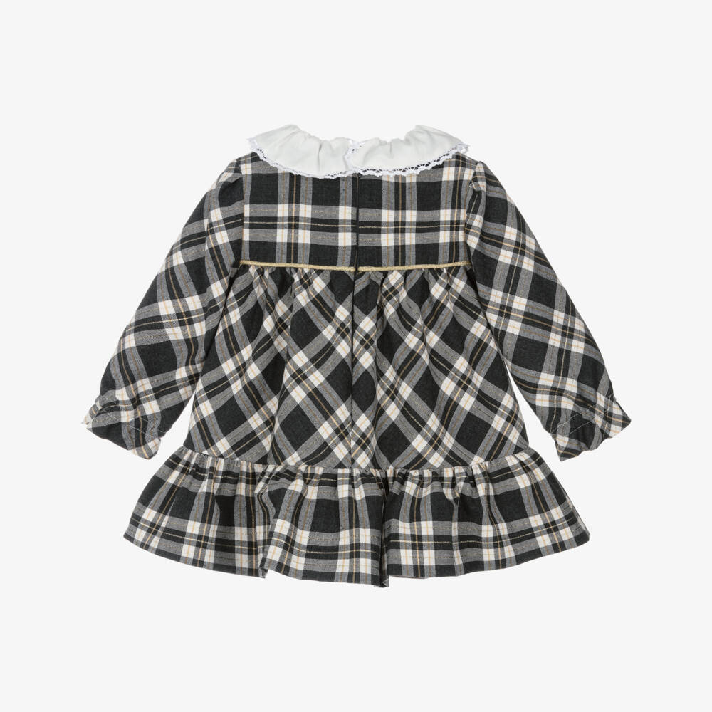 Miranda-Платье в клетку с оборками серое для девочек | Childrensalon Outlet