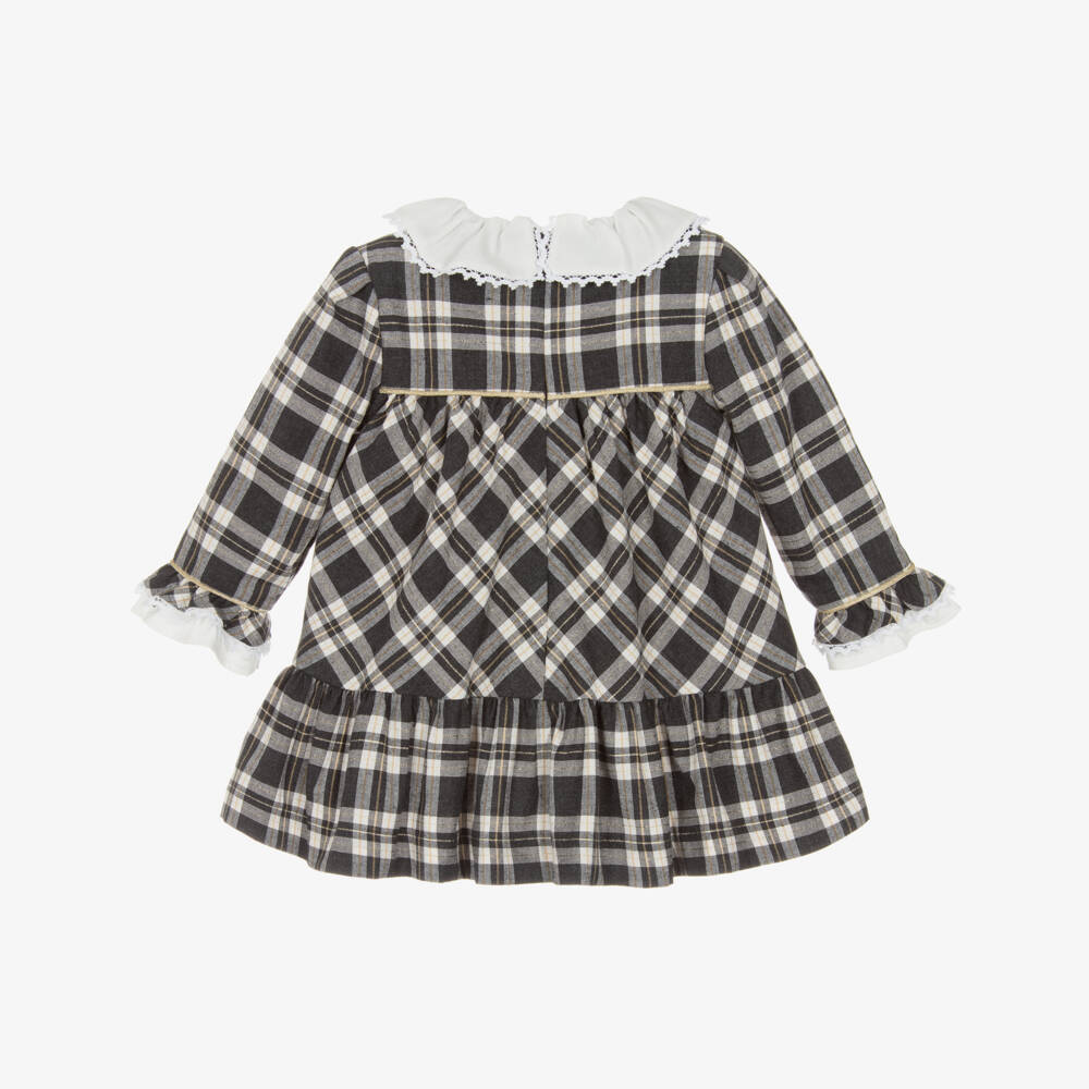 Miranda-فستان بناتي بنقشة مربعات وياقة مكشكشة | Childrensalon Outlet