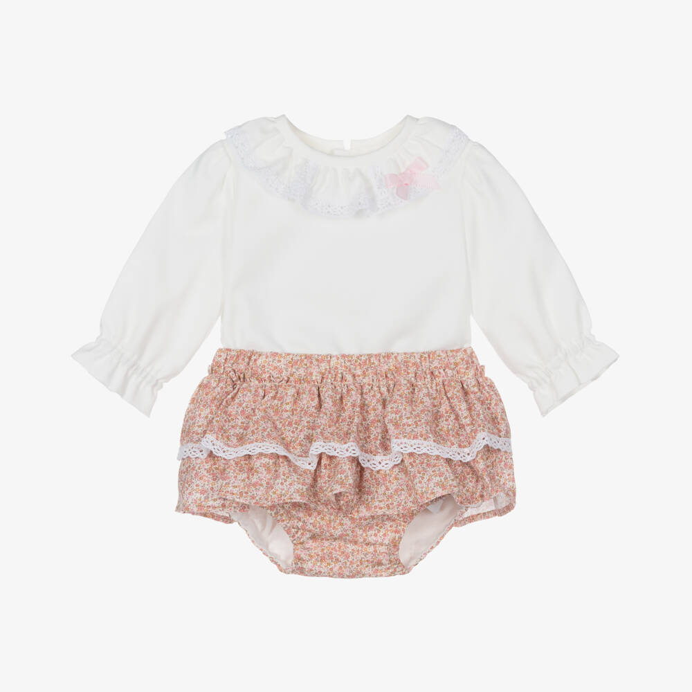 Miranda-Girls Ivory and Pink Shorts Ensemble | Childrensalon Outlet