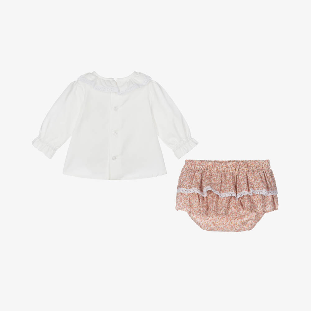 Miranda-Girls Ivory and Pink Shorts Ensemble | Childrensalon Outlet