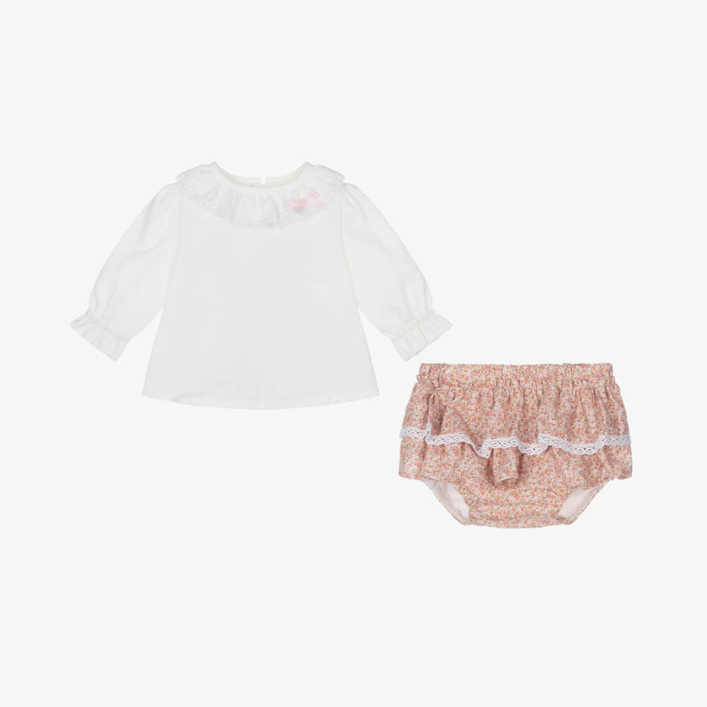 Miranda-Girls Ivory and Pink Shorts Ensemble | Childrensalon Outlet