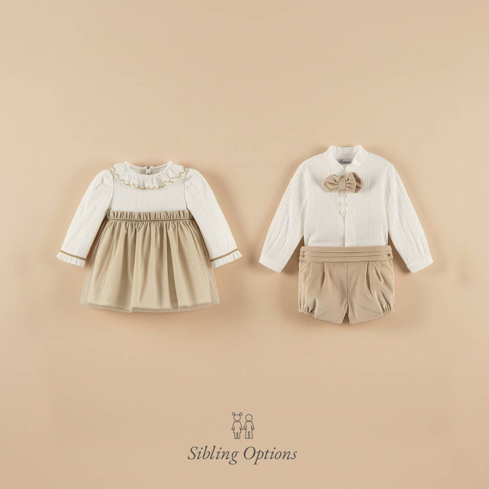 Miranda-Платье из кремового и бежевого тюля для девочек | Childrensalon Outlet