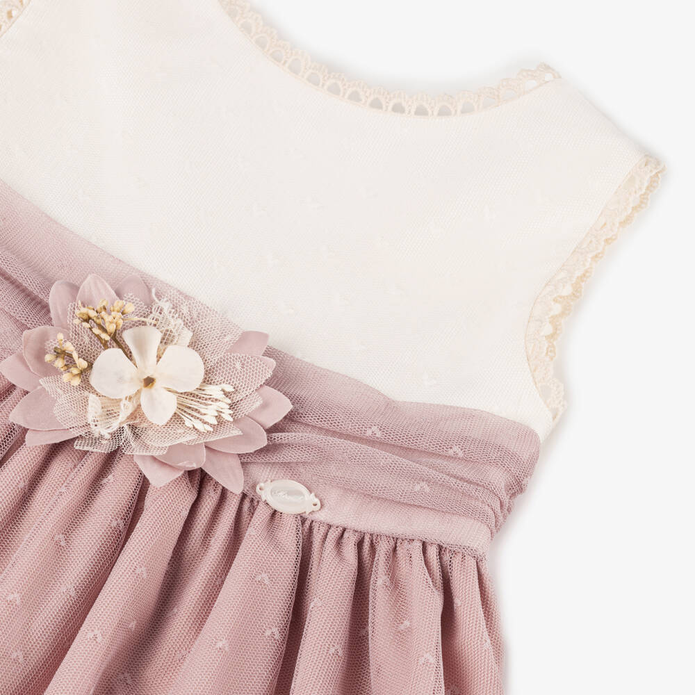 Miranda-فستان بناتي عاجي ووردي بزهور رائعة | Childrensalon Outlet