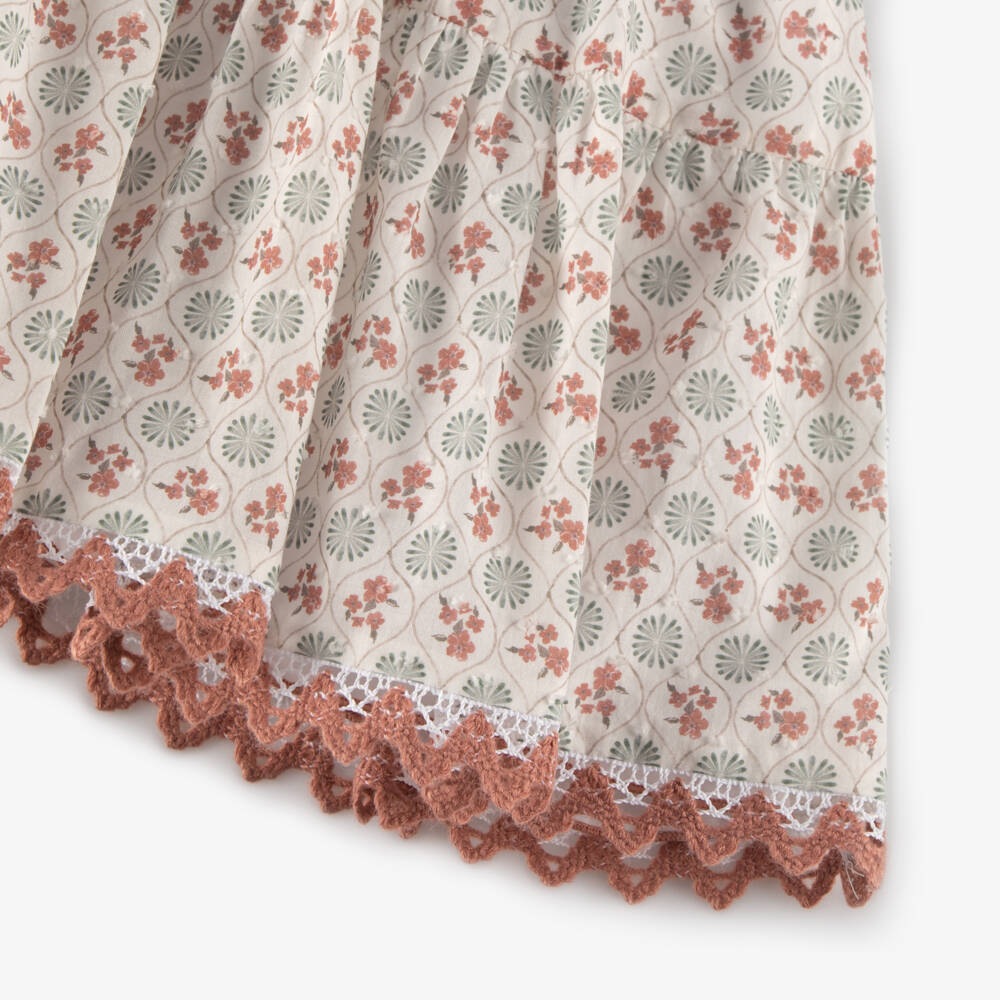 Miranda-Кремовое хлопковое платье с цветочным узором для девочек | Childrensalon Outlet