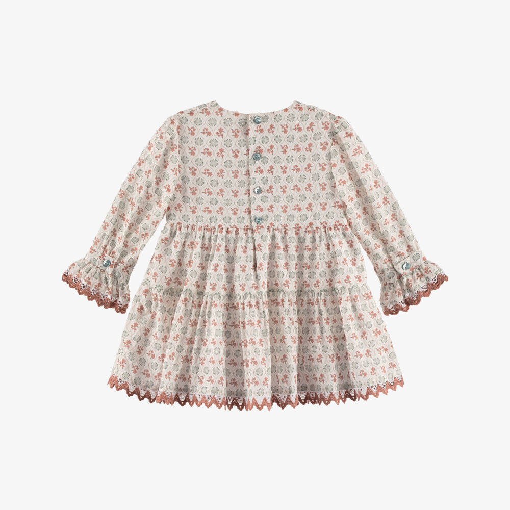 Miranda-Кремовое хлопковое платье с цветочным узором для девочек | Childrensalon Outlet