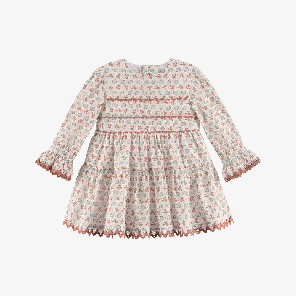 Miranda-فستان قطني عاجي مزين بالورود للبنات | Childrensalon Outlet