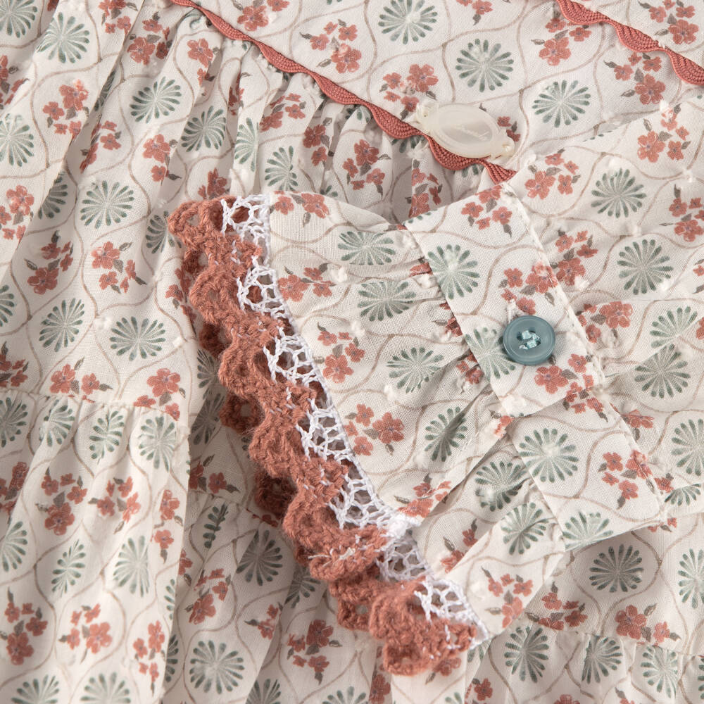 Miranda-فستان قطني عاجي مزين بالورود للبنات | Childrensalon Outlet