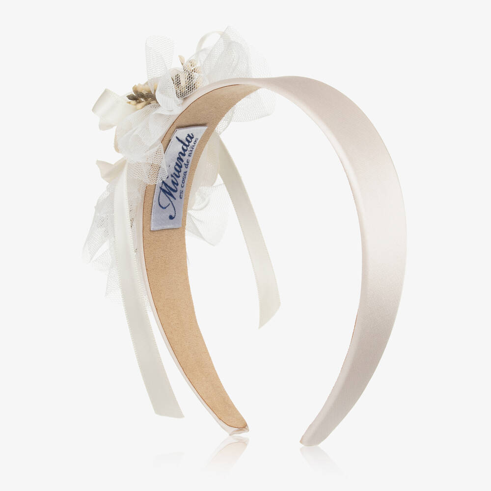 Miranda-Girls Ivory Flower Hairband | Childrensalon Outlet