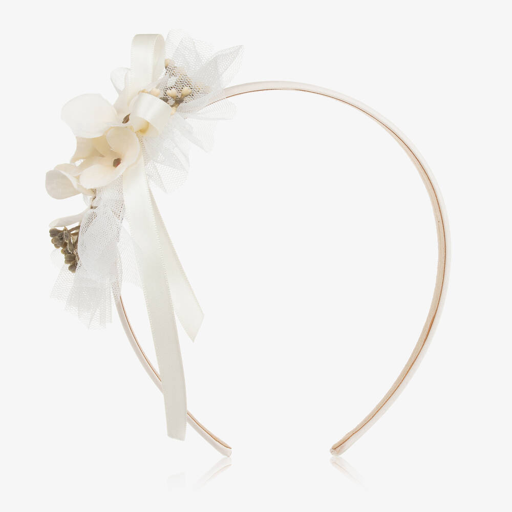 Miranda-Girls Ivory Flower Hairband | Childrensalon Outlet