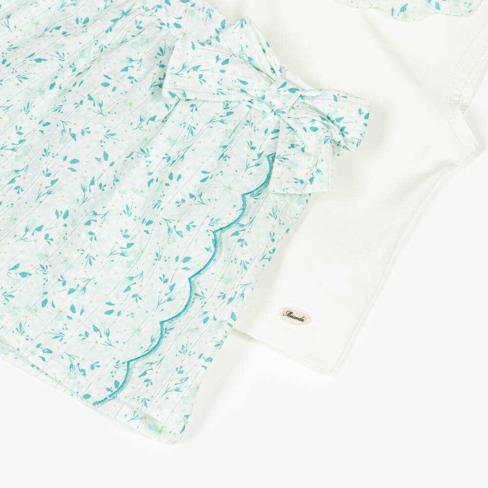 Miranda-Girls Ivory & Green Skort Ensemble | Childrensalon Outlet