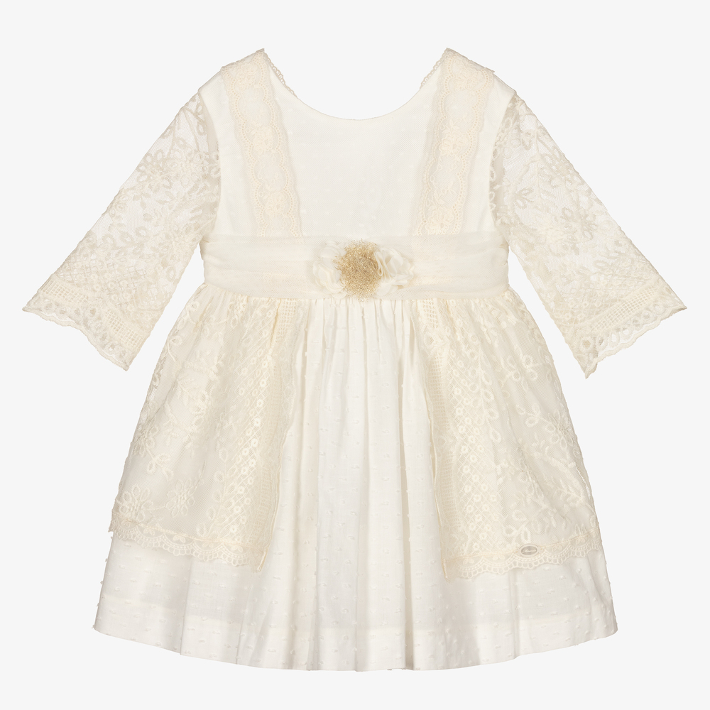 Miranda - Кремовое кружевное платье для девочек  | Childrensalon