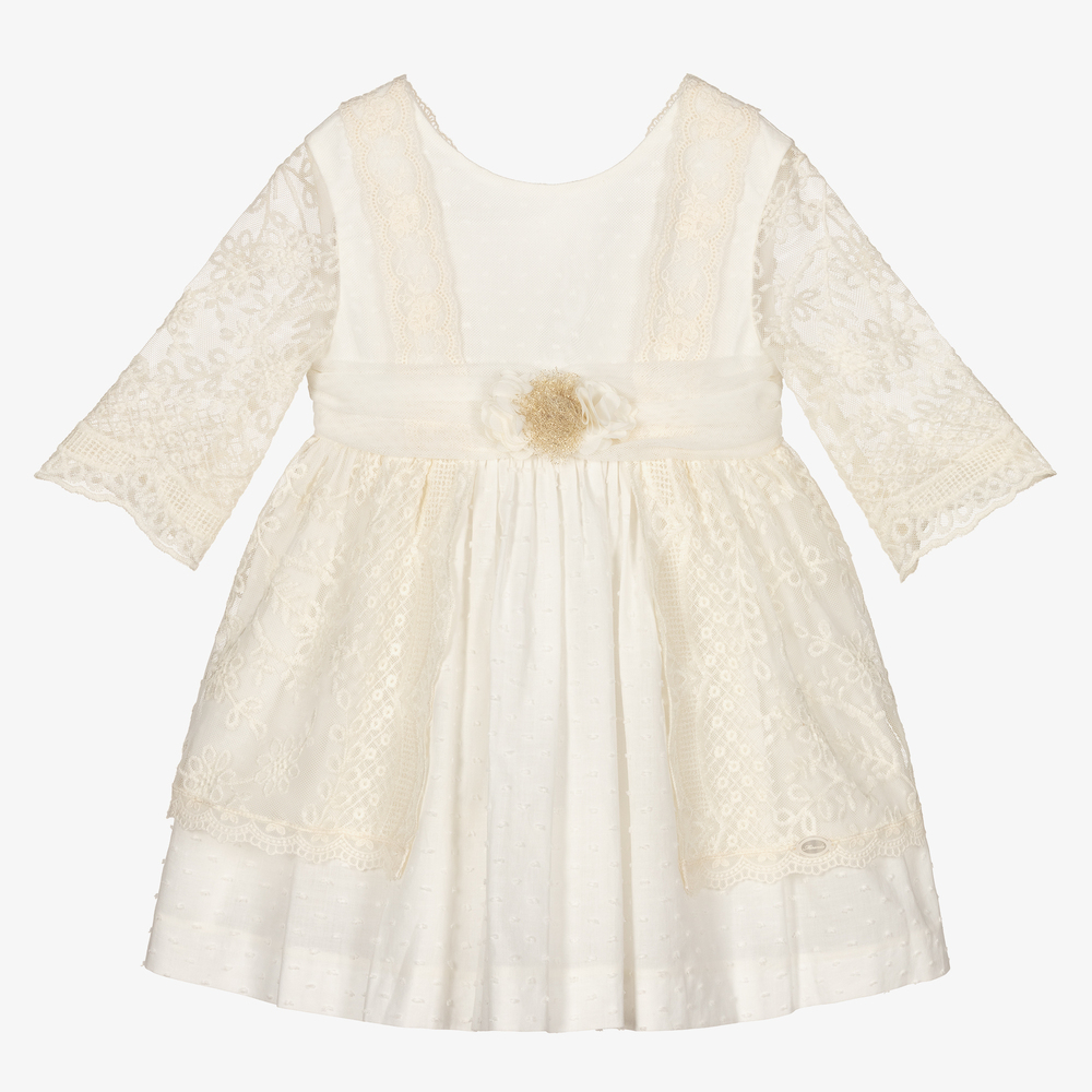 Miranda - Robe ivoire à dentelle Fille  | Childrensalon