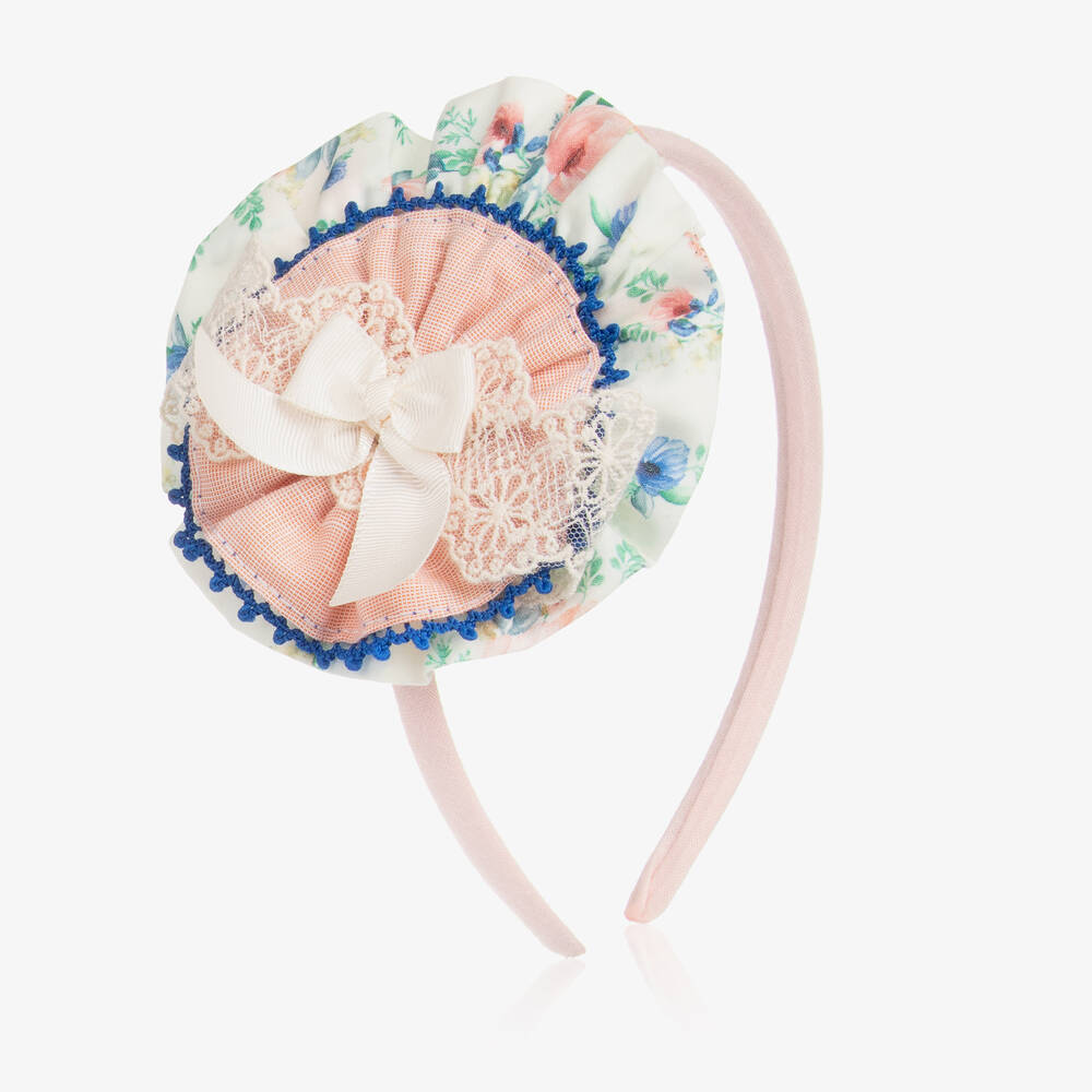 Miranda - Girls Ivory & Pink Floral Hairband | Childrensalon