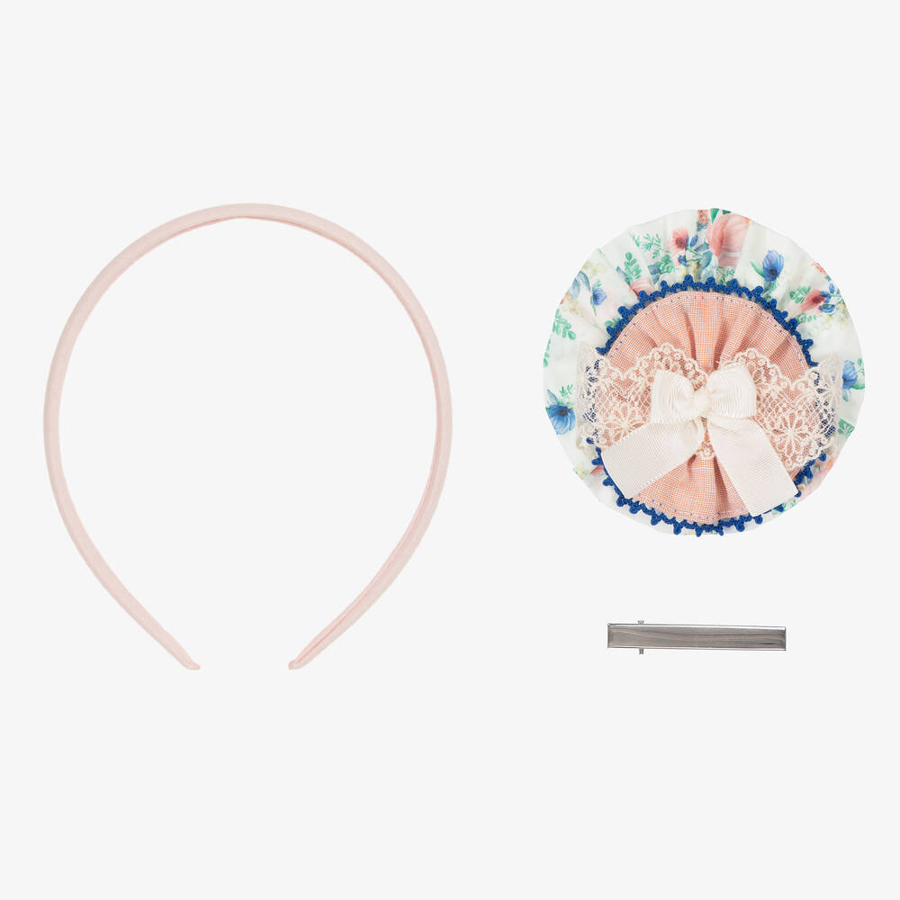 Miranda-Girls Ivory & Pink Floral Hairband | Childrensalon Outlet