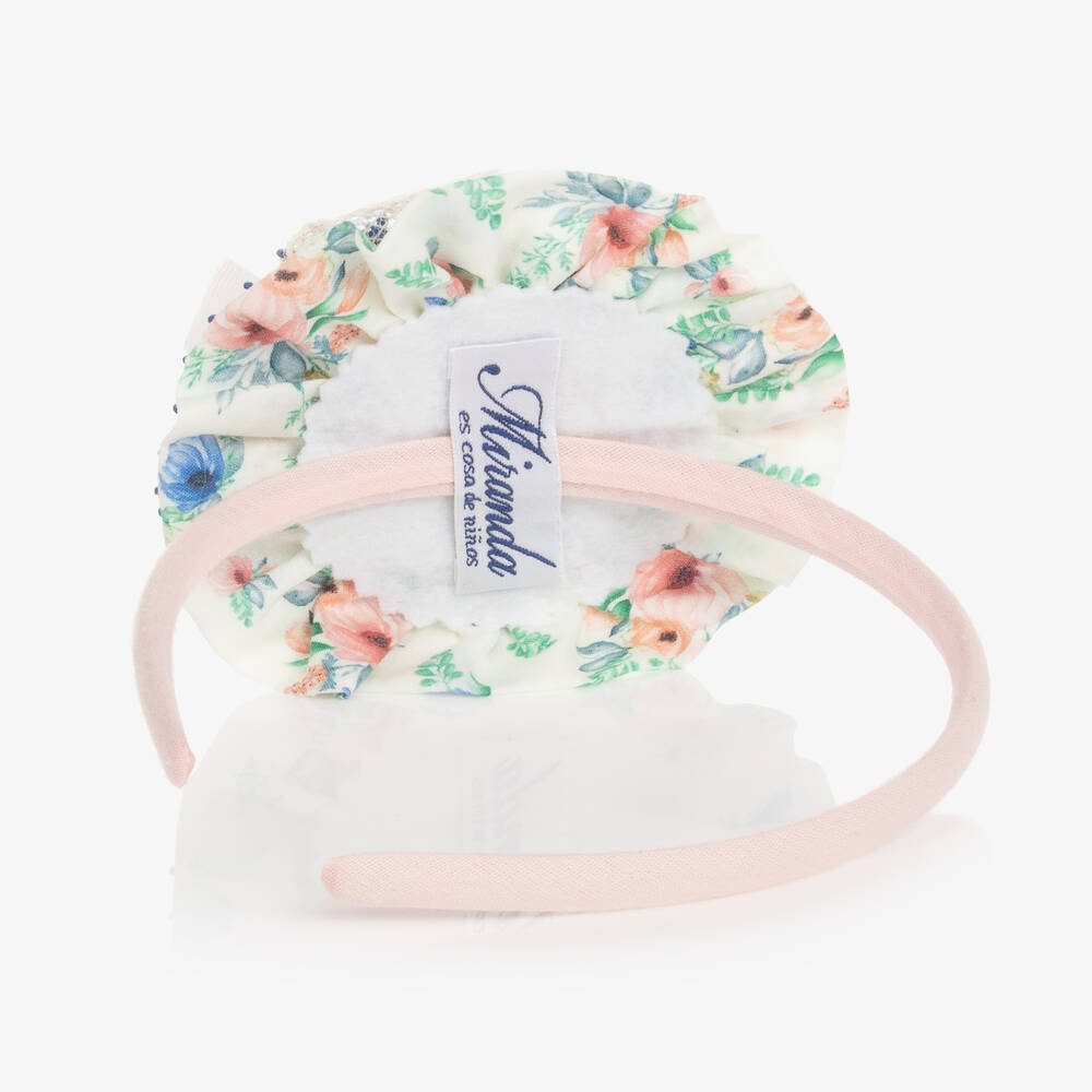Miranda-Girls Ivory & Pink Floral Hairband | Childrensalon Outlet