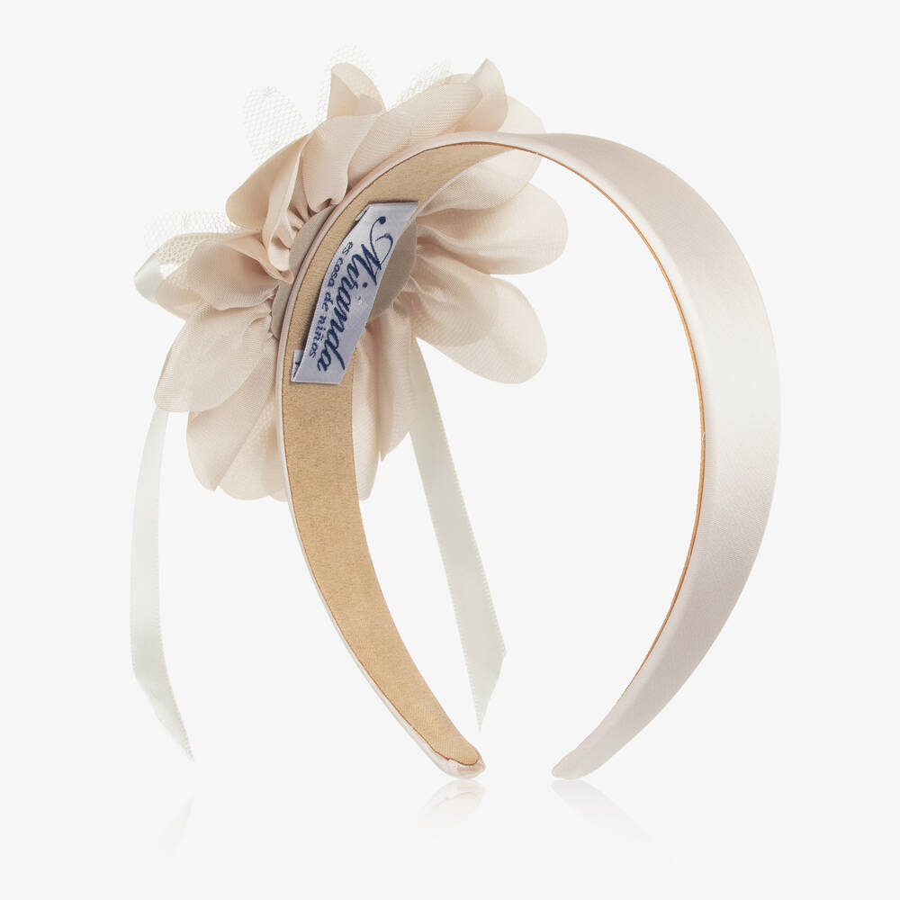 Miranda-Girls Ivory & Pink Flower Hairband | Childrensalon Outlet