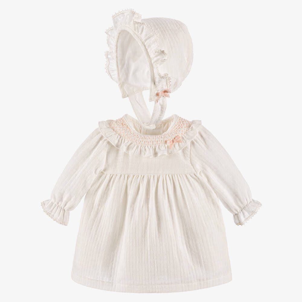 Miranda-Кремовый хлопковый ансамбль для девочек с вышивкой | Childrensalon Outlet