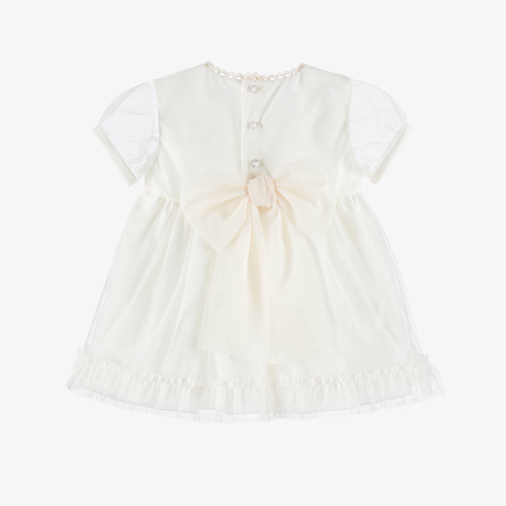 Miranda-Girls' Ivory Tulle Embroidered Dress | Childrensalon Outlet