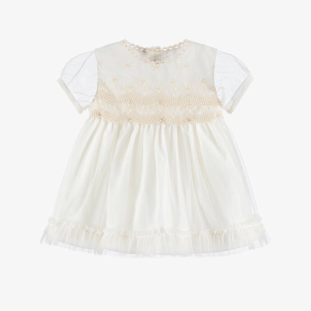 Miranda-Кремовое платье из тюля с вышивкой для девочек | Childrensalon Outlet