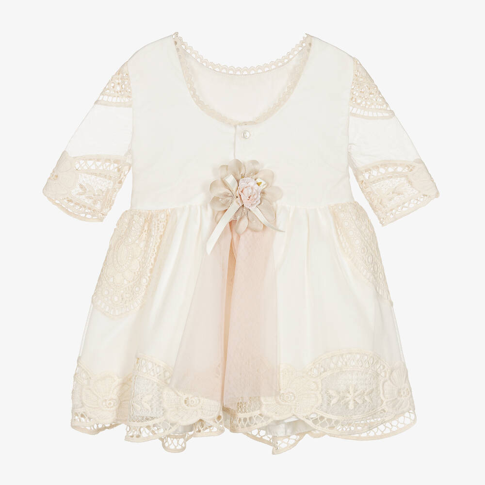 Miranda-Girls Ivory Tulle & Lace Dress | Childrensalon Outlet