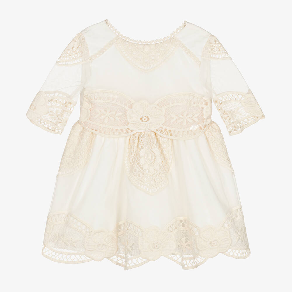 Miranda-Girls Ivory Tulle & Lace Dress | Childrensalon Outlet