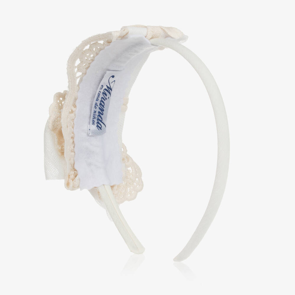 Miranda-طوق للشعر تول ودانتيل لون عاجي للبنات | Childrensalon Outlet