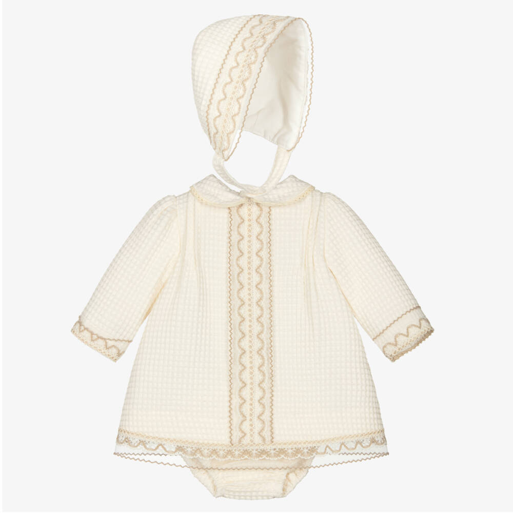 Miranda-Кремовое вафельное хлопковое платье для девочек | Childrensalon Outlet