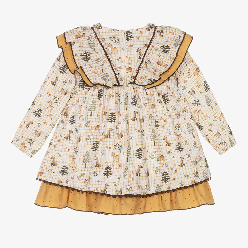 Miranda-Кремово-желтое платье из хлопка в клетку | Childrensalon Outlet