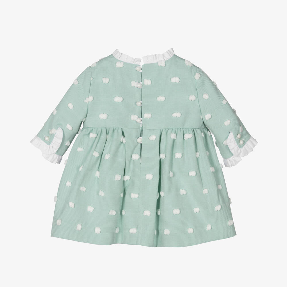 Miranda-Girls Mint Pom-Pom Dress | Childrensalon Outlet