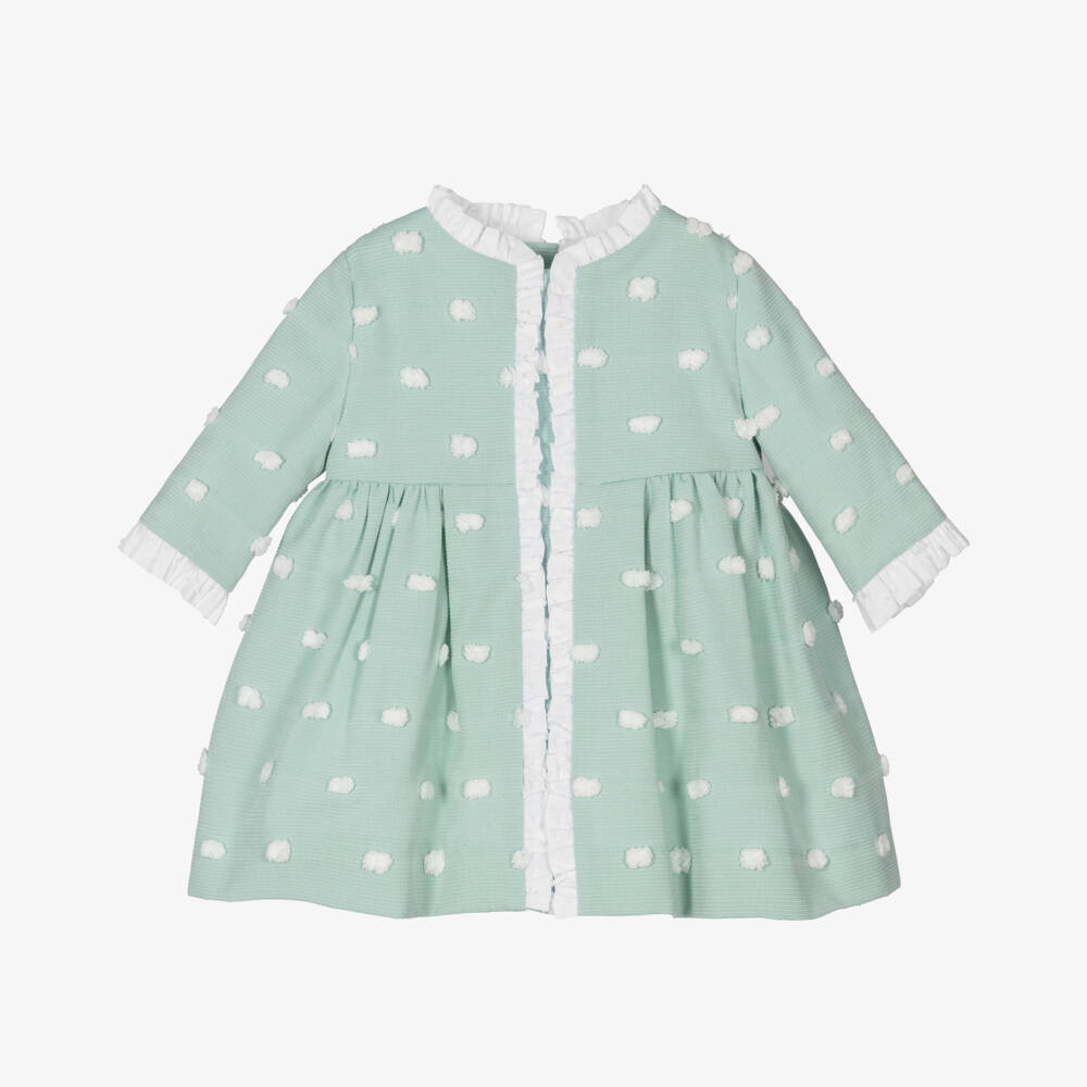 Miranda-Girls Mint Pom-Pom Dress | Childrensalon Outlet