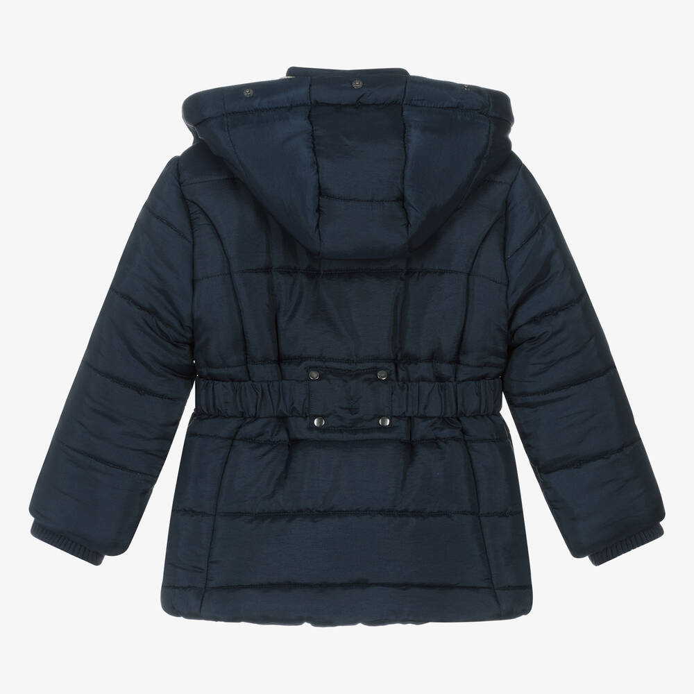 Miranda-Girls Navy Blue Belted Coat | Childrensalon Outlet