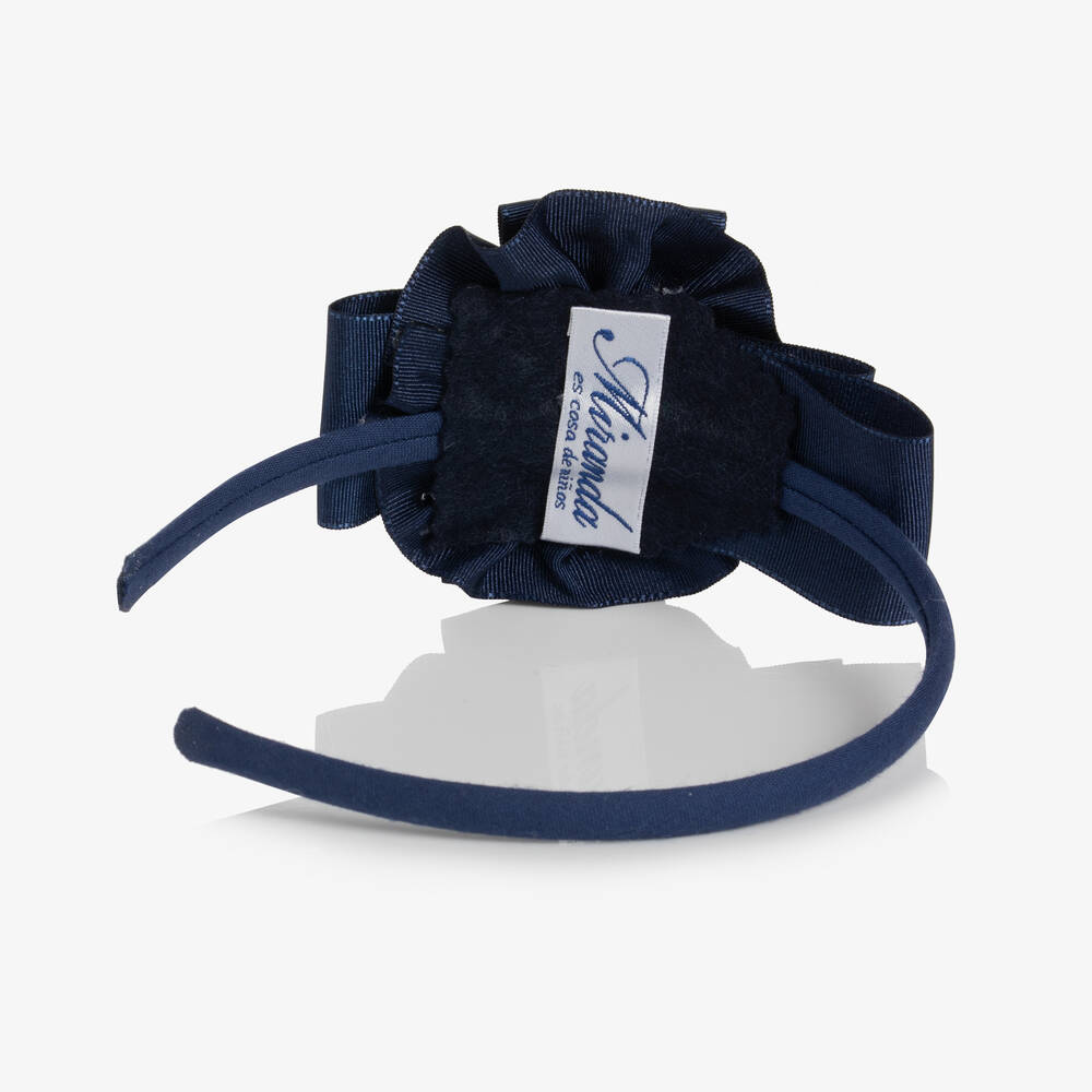 Miranda-Girls Navy Blue Bow Hairband | Childrensalon Outlet