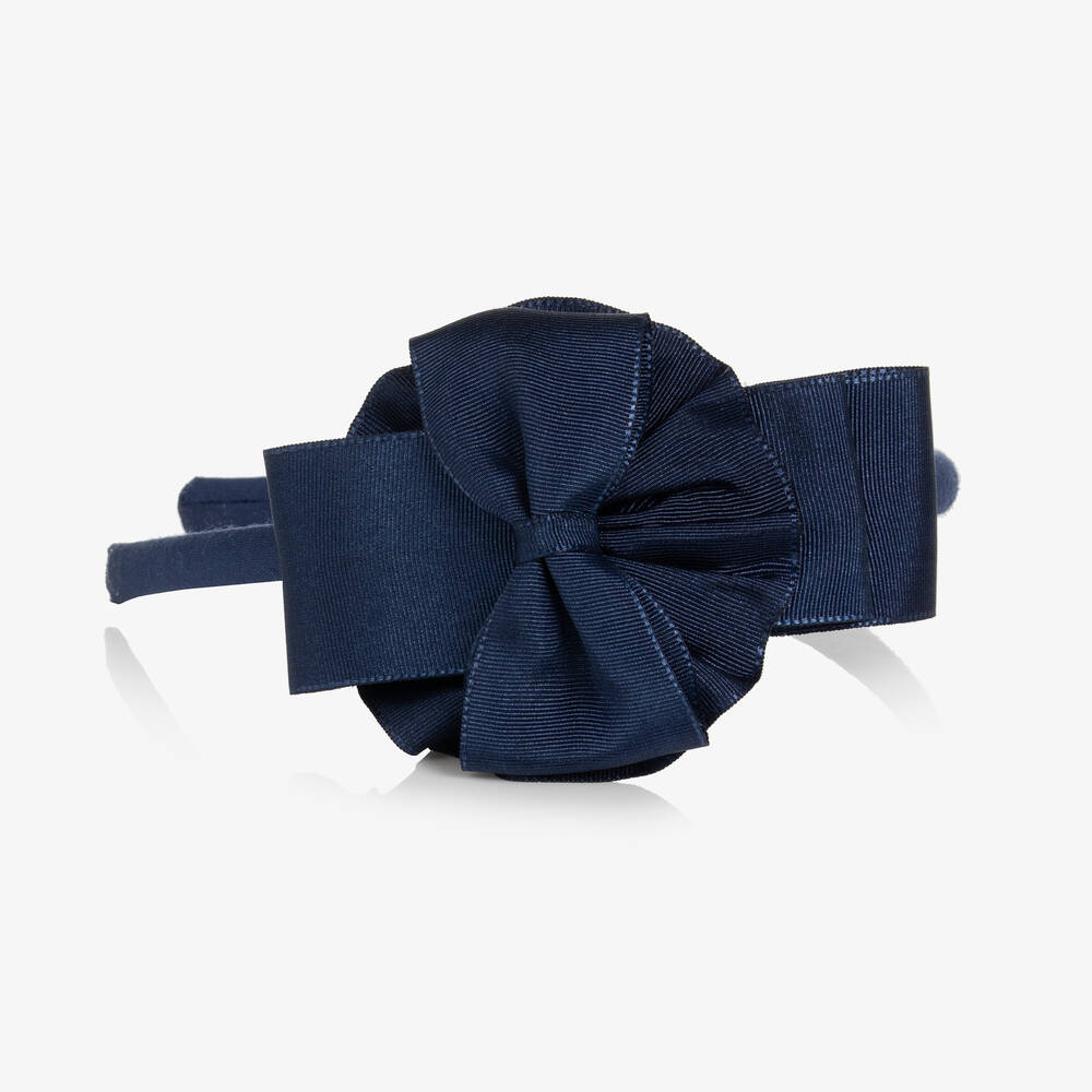 Miranda-Girls Navy Blue Bow Hairband | Childrensalon Outlet