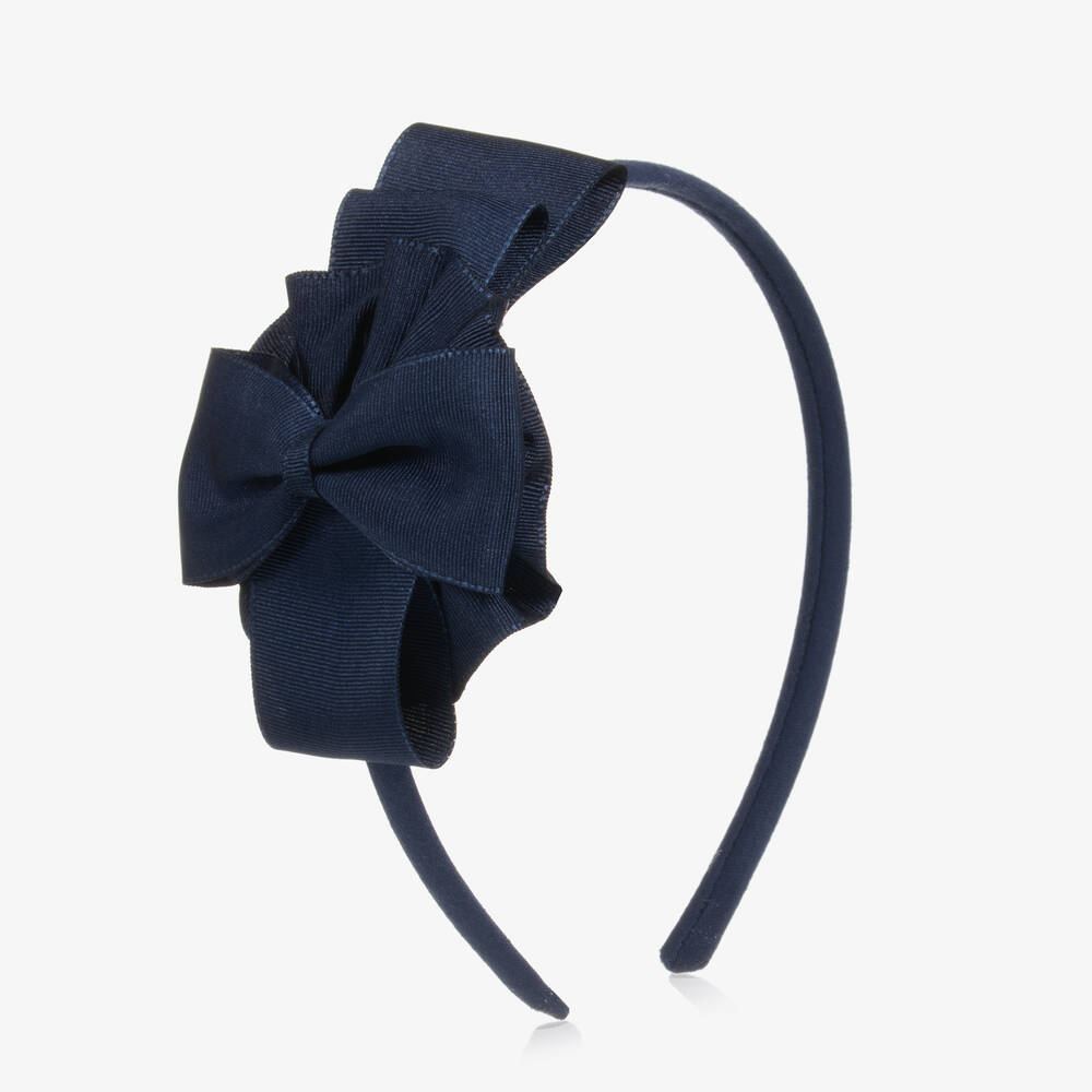 Miranda - Girls Navy Blue Bow Hairband | Childrensalon