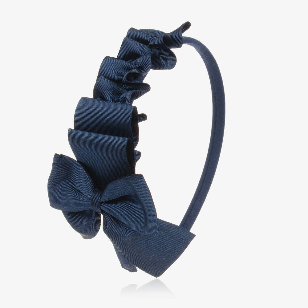 Miranda-Girls Navy Blue Grosgrain Ribbon Hairband | Childrensalon Outlet